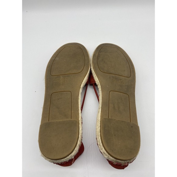 Eileen Fisher Lee 2 Women Espadrille Shoe Size 7.5 Elastic Leather Slip On Red - Picture 6 of 7